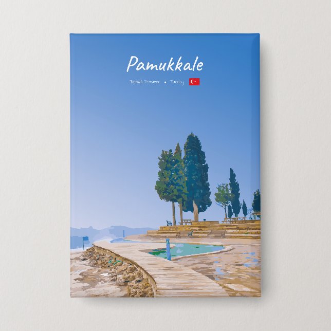 Pamukkale, Türkei - Thermische Becken Button (Vorderseite)