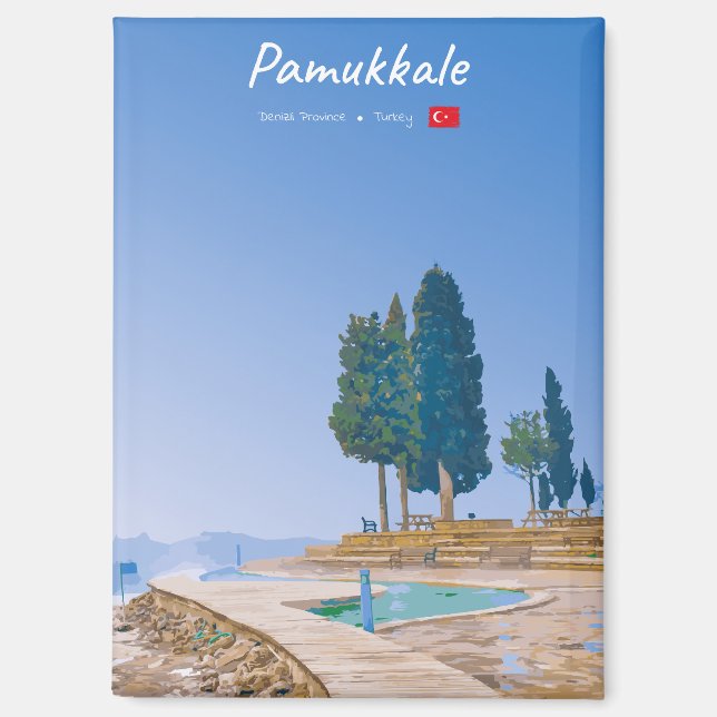 Pamukkale, Türkei - Thermische Becken flach Magnet (Vorderseite)