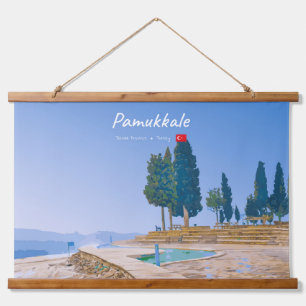 Pamukkale, Türkei - Thermische Becken Wandteppich Mit Holzrahmen