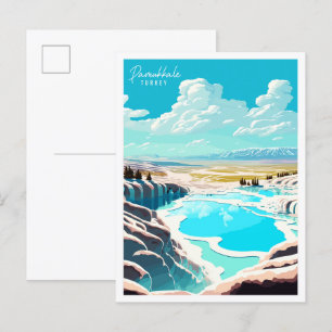 Pamukkale Türkei Vintage Reise Illustration Postkarte