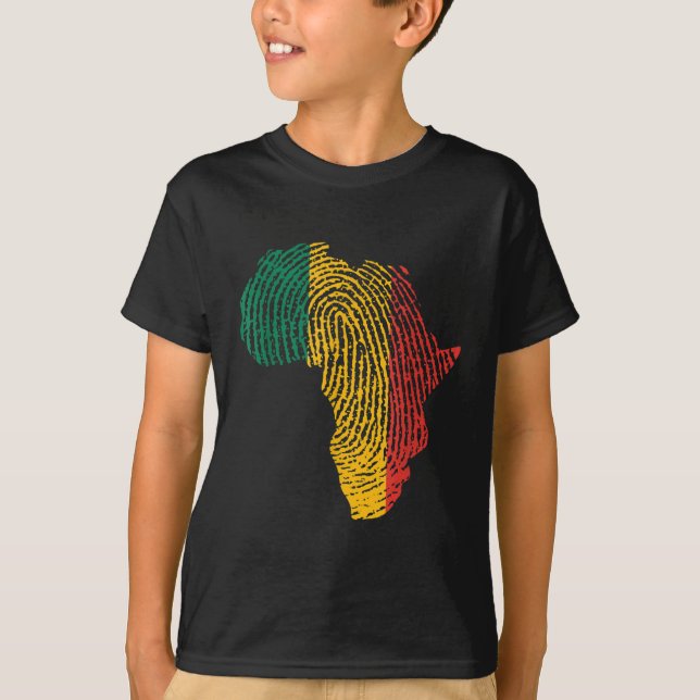 Pan African Flag Fingerprint Black History Monat P T-Shirt (Vorderseite)