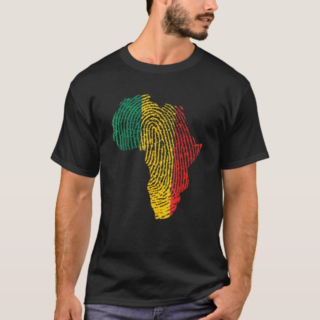 Pan African Flag Fingerprint Black History Month P T-Shirt (Vorderseite)