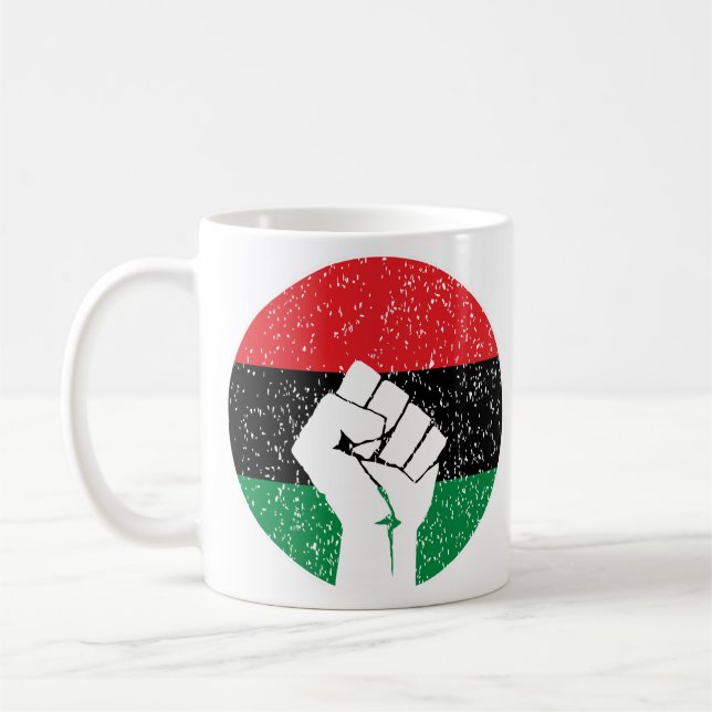 Pan African flag Fist, Afro American Black history Kaffeetasse (Links)