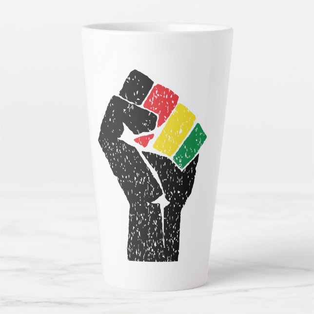 Pan African flag Fist, Afro American Black history Milchtasse (Vorderseite)
