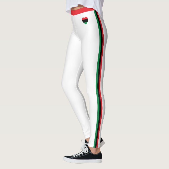 Pan African Flag Mode & Unia Symbol / weiß Leggings (Links)