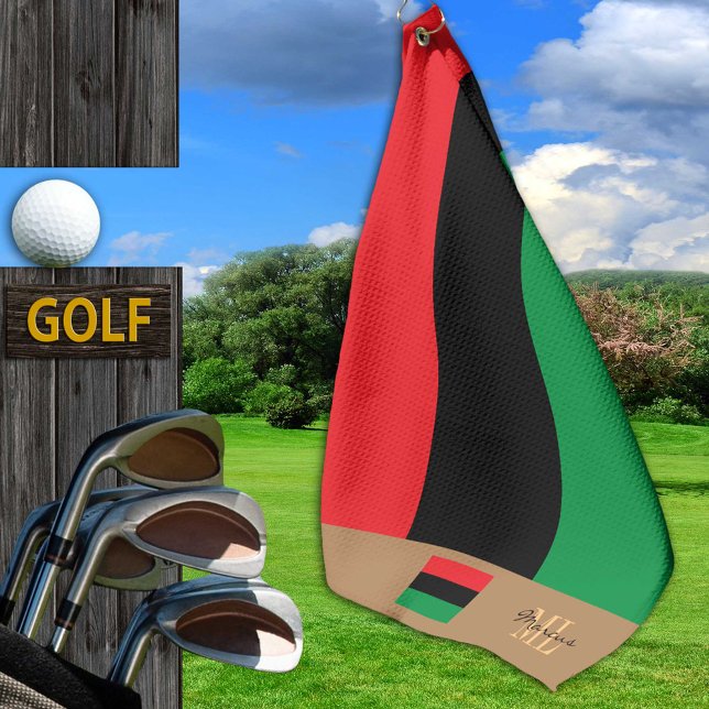 Pan African flag & Unia flag mit Monogramm / symbo Golfhandtuch (Von Creator hochgeladen)