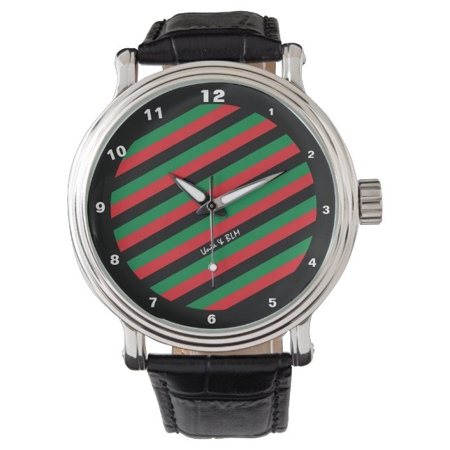 Pan African Flag & Unia Symbol / Sport Fan Armbanduhr (Vorderseite)