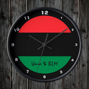 Pan African Flag & Unia Symbol / Sport Fan Runde Wanduhr