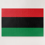 Pan African UNIA Flag Puzzle<br><div class="desc">Die panafrikanische Flagge - auch bekannt als UNIA-Fahne,  afroamerikanische Flagge,  Black Liberation Flag und verschiedene andere Namen - ist eine dreifarbige Flagge,  die aus drei gleichen horizontalen Streifen von (von oben nach unten) rot,  schwarz und grün besteht.</div>