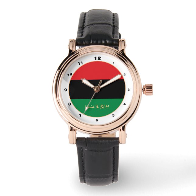 Pan African, Unia Flag Symbol trendy fashion watch Armbanduhr (Vorderseite)