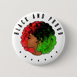 Pan Afrikanische schwarze Frau Rot-Grün Stolz für Button