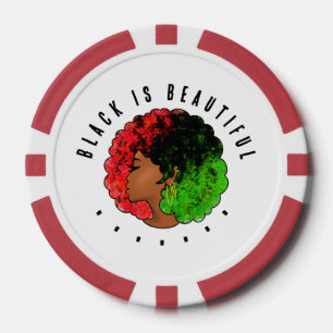 Pan Afrikanische schwarze Frau Rot-Grün Stolz für Pokerchips