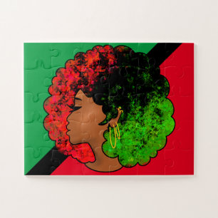 Pan Afrikanische schwarze Frau Rot-Grün Stolz für Puzzle