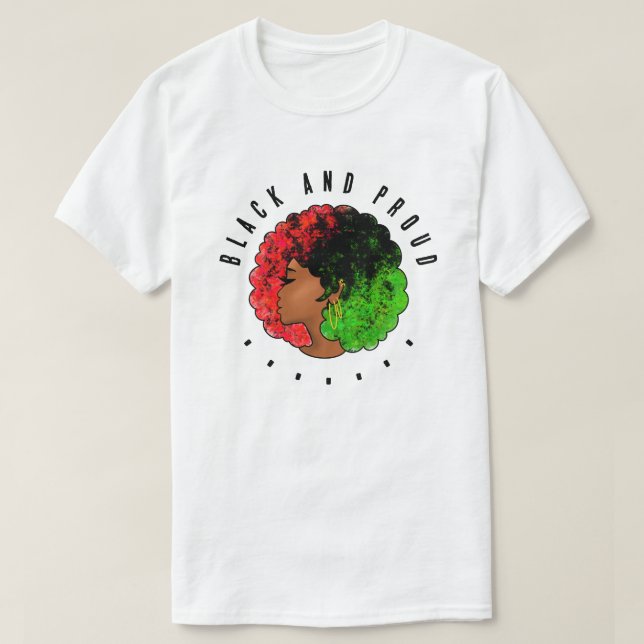 Pan Afrikanische schwarze Frau Rot-Grün Stolz für T-Shirt (Design vorne)