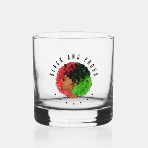 Pan Afrikanische schwarze Frau Rot-Grün Stolz für Whiskyglas