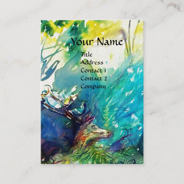 PAN AND DEER, weißes Perlpapier Visitenkarte (Vorderseite)