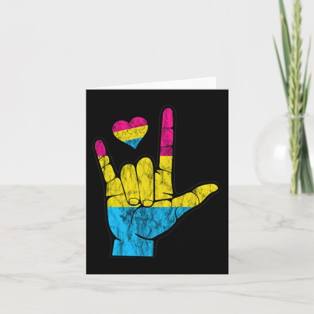 Pan ASL Pride Pansexual Hearing Loss Deaf Awarenes Karte (Vorderseite)