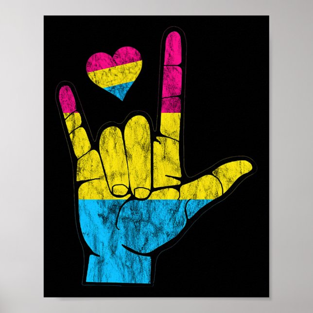 Pan ASL Pride Pansexual Hearing Loss Deaf Awarenes Poster (Vorne)