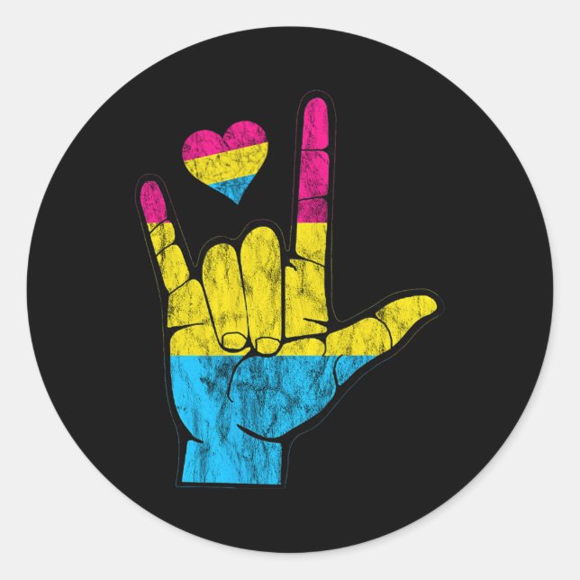 Pan ASL Pride Pansexual Hearing Loss Deaf Awarenes Runder Aufkleber (Vorderseite)
