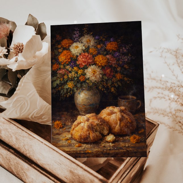 Pan de Muerto Floral Still Life Art Postcard Postkarte (Von Creator hochgeladen)