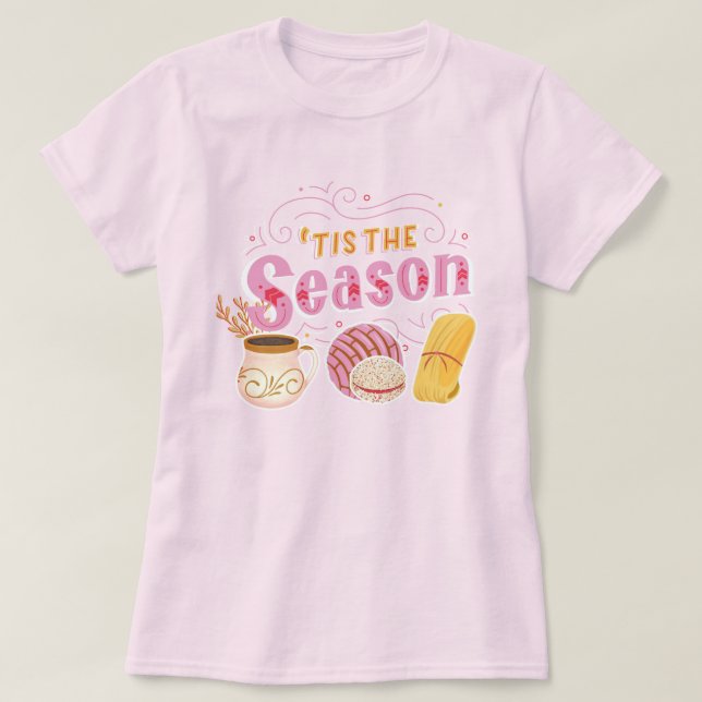 Pan Dulce Mexikanisches Konditorgebäck Pink Weihna T-Shirt (Design vorne)