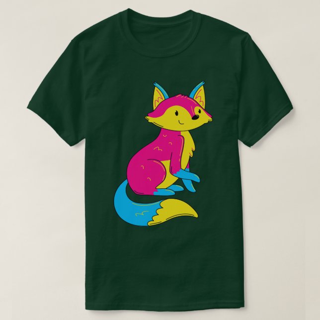 Pan Flag Colors Fox Prix Pansexual I T-Shirt (Design vorne)