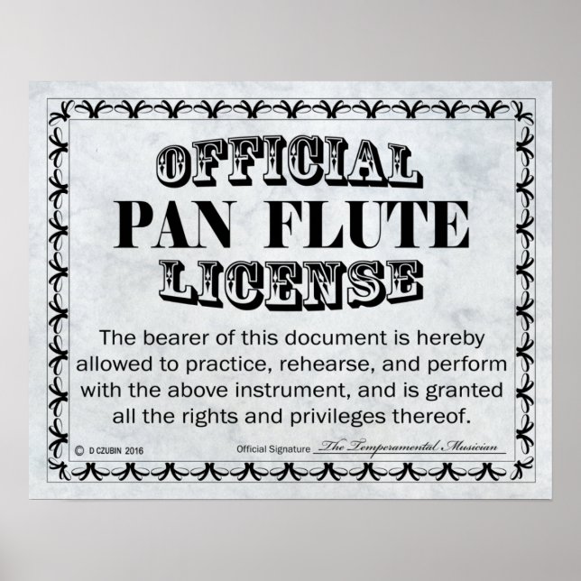 Pan Flute License Poster (Vorne)