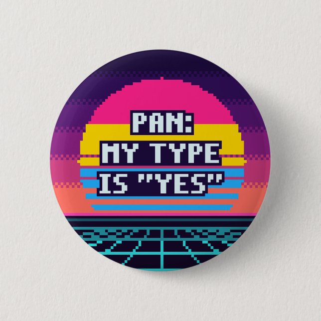 Pan: Mein Typ ist Ja Stolz Pixel Button (Vorderseite)