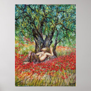 PAN, OLIVENBAUM UND MOHN FELDER POSTER