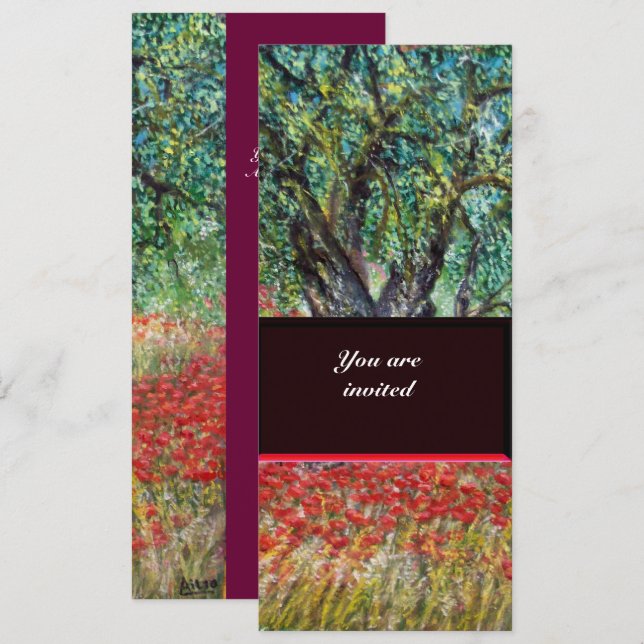 PAN-, OLIVENBAUM- UND POPPY-FELDER EINLADUNG (Vorne/Hinten)