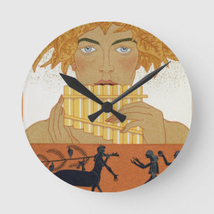 Pan-Pfeifer, Illustration von "Les Mythes" durch Runde Wanduhr