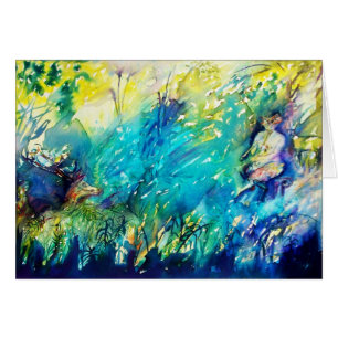 PAN PLAYING FLUTE AND DEINE IN GREEN WOODLAND