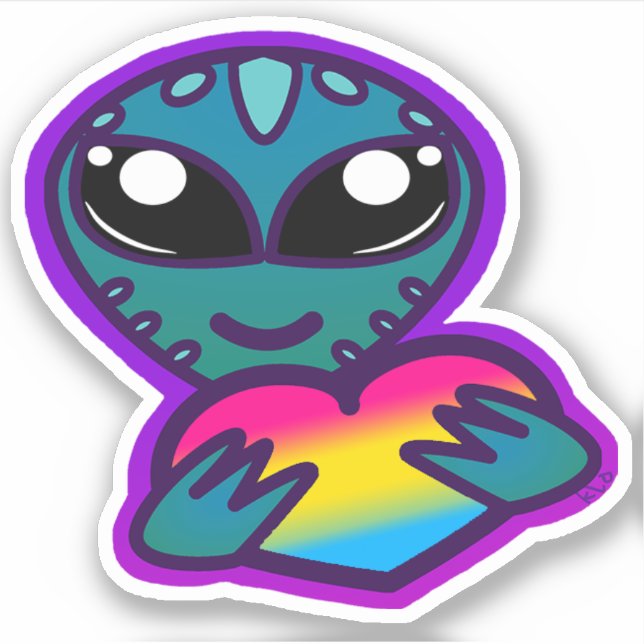 Pan Pride Alien Sticker (Vorderseite)