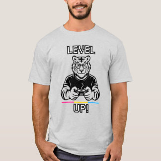 Pan Pride Gaymer Tiger Level Up T-Shirt - Gamer Ts