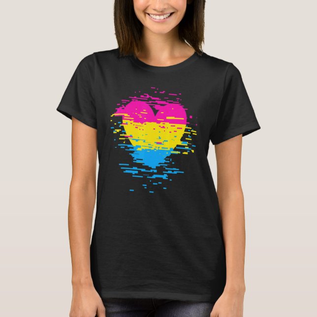 Pan Pride Heart Gay Que Pansexual T-Shirt (Vorderseite)