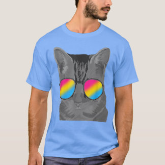 Pan Pride Month Cat Coole Sonnenbrille Queer LGBT  T-Shirt