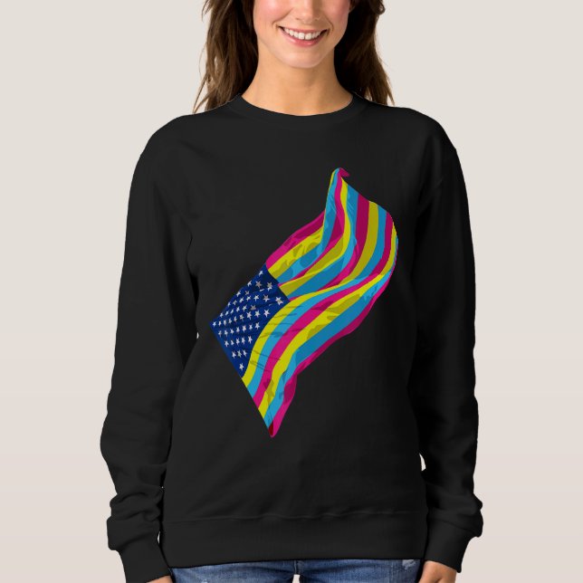 Pan Pride Month Pansexuality Us Flag LGbt Equality Sweatshirt (Vorderseite)