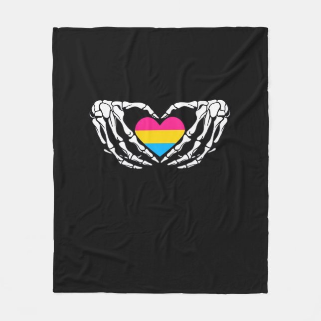 Pan Pride Skeleton Halloween Pan Goth Heart Fleecedecke (Vorderseite)