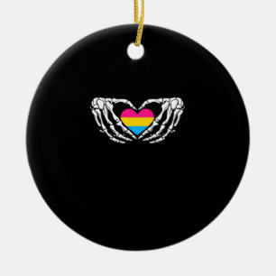 Pan Pride Skeleton Halloween Pan Goth Heart Keramik Ornament