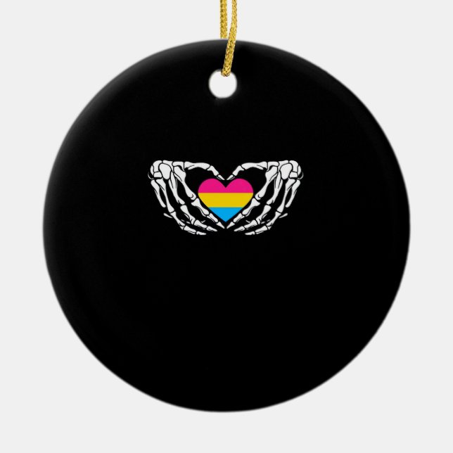 Pan Pride Skeleton Halloween Pan Goth Heart Keramik Ornament (Vorne)