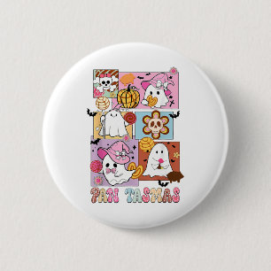 Pan Tasmas Ghost Pumpkin Spooky Conchas Halloween Button