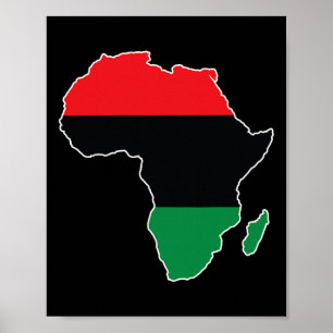 Panafrikanische Unia-Flagge Karte Kontinent Schwar Poster