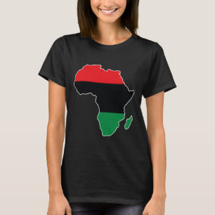 Panafrikanische Unia-Flagge Karte Kontinent Schwar T-Shirt