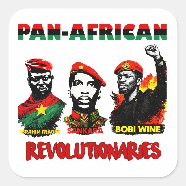 Panafrikanischer Aufkleber – Sankara, Traore, Bobi (Vorderseite)
