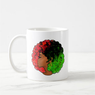 Panafrikanisches schwarzes Mädchen Frau rot grün S Kaffeetasse