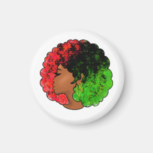 Panafrikanisches schwarzes Mädchen Frau rot grün S Magnet
