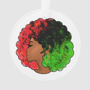 Panafrikanisches schwarzes Mädchen Frau rot grün S Ornament