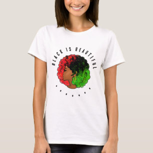 Panafrikanisches schwarzes Mädchen Frau rot grün S T-Shirt