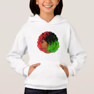 Panafrikanisches schwarzes Mädchen Frau rot grüner Hoodie