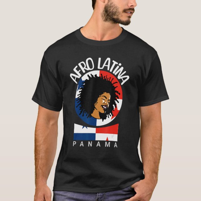 Panama Afro Latina - Panamaische Flagge, Schwarz u T-Shirt (Vorderseite)
